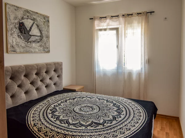 Bedroom with mandala throw and natural light, Plumeria Loft Budva